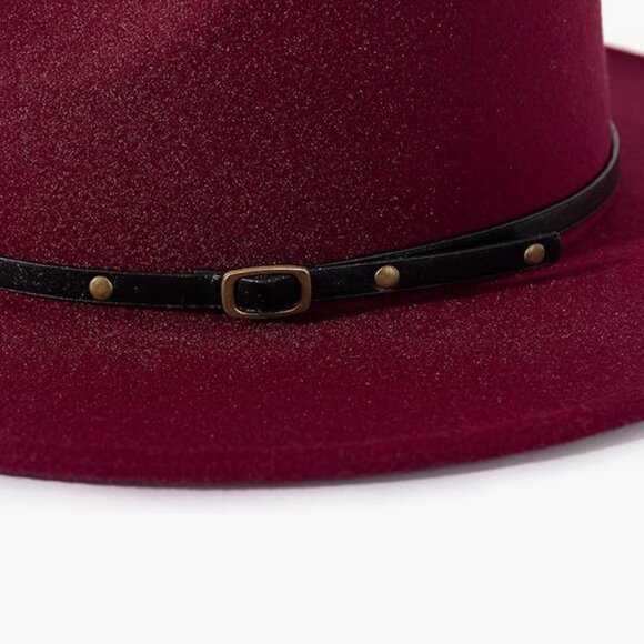 Wool Wine Hat with Belt Buckle - Picture 3 of 3